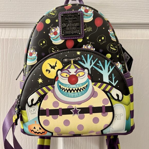 Loungefly Nightmare Before Christmas Clown Backpack Glows In The Dark Exclusive - Picture 1 of 16